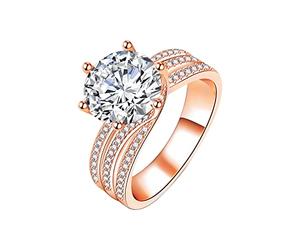 Generisch Lot de 3 bagues de fiançailles en forme d'anneau pour femme - Moissanite torsadée - Anniversaire de mariage - Pour mariée, petite amie, taille unique, Métal, Aucune pierre précieuse