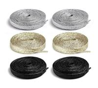 Generisch Lot de 3 paires de trames en dentelle scintillantes avec diamants d'hydrogène - Tiges plates résistantes à la déchirure - Conviennent pour les chaussures de skateboard, les chaussures en