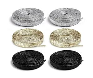 Generisch Lot de 3 paires de trames en dentelle scintillantes avec diamants d'hydrogène - Tiges plates résistantes à la déchirure - Conviennent pour les chaussures de skateboard, les chaussures en