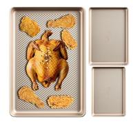 Generisch Lot de 3 plaques de cuisson antiadhésives en acier au carbone - Pour gâteaux, pizzas, muffins, brownie