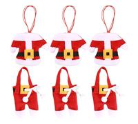 Generisch Lot de 3 sacs à couverts festifs - Costume de Père Noël | Porte-vaisselle de Noël pour cuillère, fête, dîner, table, cuisine, restaurant, jaune
