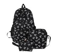 Generisch Lot de 3 sacs à dos pour femme avec nœud - Nylon et polyester - 46 × 33 × 16, 23 × 21 × 8, 12 × 18 cm - Designer Chic University Business Travel - Grand sac à dos léger pour tourisme, école