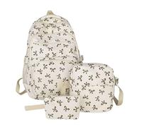 Generisch Lot de 3 sacs à dos pour femme avec nœud - Nylon et polyester - 46 × 33 × 16, 23 × 21 × 8, 12 × 18 cm - Designer Chic University Business Travel - Grand sac à dos léger pour tourisme, école