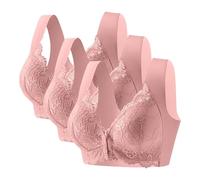 Generisch Lot de 3 soutiens-gorge femme sans armatures : fermeture avant dentelle push-up soutien-gorge gros seins maintien fort soutien-gorge doux confortable soutien-gorge femme soutien-gorge