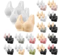 Generisch Lot de 3 soutiens-gorge push-up pour femme sans armatures - Fermeture avant - Col en V - Sous-vêtements sans coutures - Bustier classique confortable - Soutien-gorge complet doux sans