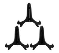 Generisch Lot de 3 supports à assiettes décoratifs aspect bois | Support pour photos de mariage, fête, table, cuisine, salon, étagères, bureau, artisanat, musée