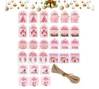Generisch Lot de 30 étiquettes cadeaux de Noël - Pendentif en bois avec ficelle et trous - Pour travaux manuels, vacances, fêtes d'anniversaire, cadeaux de fête, lettres de remerciement de famille et