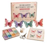Generisch Lot de 4 animaux en perles 3D amusants et mignons avec | Perles en forme de papillon pour décorer une table de chevet, une bibliothèque, une vitrine, pour les amateurs de bricolage