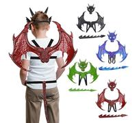 Generisch Lot de 4 costumes de dragon pour enfant, costume de dragon Kostiim, ailes de dragon, masque d'Halloween, costim adulte, ensemble de cosplay pour enfants, garçons et filles, carnaval