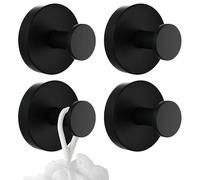 Generisch Lot de 4 crochets à ventouse pour serviettes sans trous de perçage - Crochets adhésifs noirs pour salle de bain - Crochets muraux modernes - Super puissants - 3M