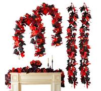 Generisch Lot de 4 guirlandes d'automne pour cheminée, feuilles d'automne, décoration pour l'intérieur et l'extérieur, Thanksgiving, cheminée, escalier, cour, jardin, terrasse, mariage