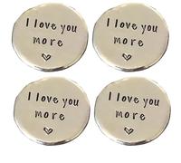 Generisch Lot de 4 jetons de sacs pour travaux manuels pour la Saint-Valentin, « I Love You More », pièce de monnaie inspirante pour sentiments d'amour, collection d'art, cadeau souvenir pour votre