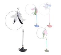 Generisch Lot de 4 jouets pour chat avec ventouse qui adhère au sol - Avec plumes - Jeu d'activité pour réduire l'ennui et le stress - Pour toutes les races de chats - Avec chaton