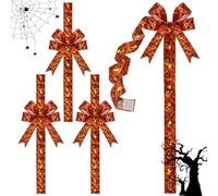 Generisch Lot de 4 nœuds pour armoires, citrouilles lumineuses géantes | Nœuds d'armoire, décoration d'Halloween pour maison, chambre, entrée, cheminée, mur, bureau, fête