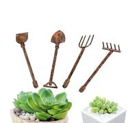 Generisch Lot de 4 Outils d'agriculture pour Maison de, Maison de à calculer | 4 Outils de Jardin pour Le Jardin des fées, Petite Binette de Jardin et râteau à l'échelle 1:12 pour la