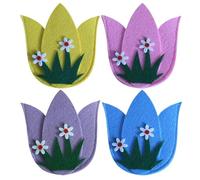 Generisch Lot de 4 sacs à couverts avec motif floral - Décoration de table sûre et inodore pour mariages, fêtes de Pâques, fêtes de famille, fêtes entre amis