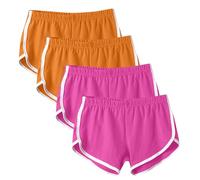 Generisch Lot de 4 shorts de sport pour femme - Short d'été - Short de yoga - Couleur unie - Confortable et léger - Pantalon de loisirs - Pantalon de plage - Short de bain - Pantalon d'été en tissu