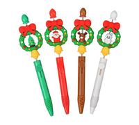 Generisch Lot de 4 stylos de Noël de dessin animé - Lot de 4 stylos rétractables - Design couronne d'élan mignon - Outil d'écriture coloré - Pour dessiner, prendre des notes, journaliser, enseignants