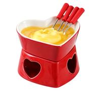 Generisch Lot de 4 tasses à fondue au chocolat - Chauffe-fondue en céramique anti-adhésif résistant à la chaleur avec 4 fourchettes pour tremper le fromage, la guimauve, le dessert, les boissons, le