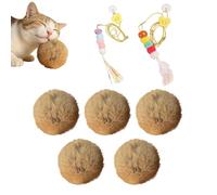 Generisch Lot de 5 balles floquées pour chat - Jeu de 5 balles pour chat - Avec cordes pour lutter contre l'ennui - Pour la maison, la chambre des animaux de compagnie, l'entraînement en extérieur et