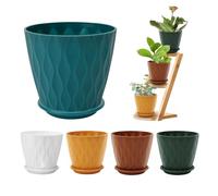 Generisch Lot de 5 pots de plantes, avec drainage et soucoupe, pots de plantes modernes pour la maison, le jardin, le balcon, le cactus, le lierre, l'intérieur et l'extérieur