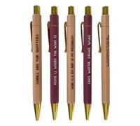 Generisch Lot de 5 stylos à bille rétractables à séchage rapide à pointe fine - Pour les amateurs de vin - Pour le bureau, la vie quotidienne, les signatures, les réunions, les notes, le journal et