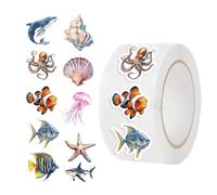Generisch Lot de 500 autocollants créatures marines - Décoration mignonne - Pour horaires, bouteilles d'eau, ordinateurs portables, manuels scolaires, aide à l'apprentissage