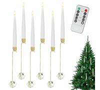 Generisch Lot de 6 bougies de Noël à piles - Bougie LED artistique avec télécommande - Fonctionne avec piles - Décoration LED avec crochet boule de perles pour l'extérieur et l'intérieur - Cuisine