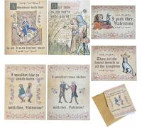 Generisch Lot de 6 cartes de Saint-Valentin médiévales - Cartes médiévales amusantes pour femmes et hommes - Cartes d'anniversaire gothiques pour couple - Cartes humour pour adulte - Pour anniversaire