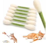 Generisch Lot de 6 cotons-tiges géants Qtip pour chat | Giant Qtip Cat Toy | Bâtonnets en coton avec herbe à chat | Jouets à mâcher pour chaton pour la dentition | Chaton interactif en feutre (vert)