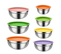 Generisch Lot de 6 récipients à salade et de mélange en acier inoxydable avec couvercles étanches, base en silicone antidérapante | Multi tailles 0,7 à 4,5 quart