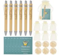 Generisch Lot de 6 stylos à bille en bois avec gravure, cadeaux de remerciement pour ami, enseignant, collègue, camarade de classe, cadeaux de Noël, d'adieu, stylo porte-bonheur