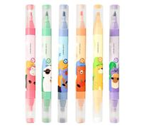 Generisch Lot de 6 surligneurs mignons effaçables - Durable - Pour artistes et adultes - Pour dessin, notes, école, bureau,