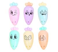 Generisch Lot de 6 surligneurs pastel, forme de carotte à séchage rapide, avec pointe biseautée, pour les étudiants, les adultes, pour marquer, apprendre, prendre des notes