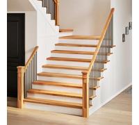 Generisch Lot de 8 marches d'escalier en chêne massif - Tapis d'escalier robustes pour l'intérieur et l'extérieur avec grain naturel (marron clair, 110 x 25 x 2 cm)