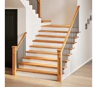 Generisch Lot de 8 marches d'escalier en chêne massif - Tapis d'escalier robustes pour l'intérieur et l'extérieur avec grain naturel (marron clair, 120 x 30 x 2 cm)