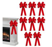 Generisch Lot de 8 nœuds pour sapin de Noël - Grands nœuds en velours - Décoration de fête - Décoration de maison - Pour cheminée, jardin, terrasse, jardin, mur, extérieur, fenêtre, intérieur