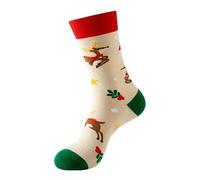 Generisch Lot de chaussettes unisexes avec motifs de Noël - Chaussettes colorées en coton pour homme et femme - Chaussettes à motifs amusants en complément des jours de fête, Style_s01 Beige, taille