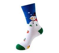 Generisch Lot de chaussettes unisexes avec motifs de Noël - Chaussettes colorées en coton pour homme et femme - Chaussettes à motifs amusants en complément des jours de fête, Style_s04 Bleu, taille