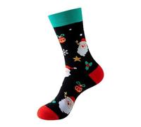 Generisch Lot de chaussettes unisexes avec motifs de Noël - Chaussettes colorées en coton pour homme et femme - Chaussettes à motifs amusants en complément des jours de fête, Style_s02 Noir, taille