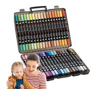 Generisch Lot de marqueurs acryliques à double pointe avec pointes de couleur, outils de peinture imperméables à séchage rapide avec protection contre la décoloration pour le design de chaussures en
