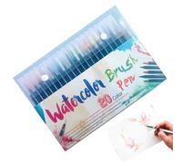Generisch Lot de pinceaux de calligraphie aquarelle avec pinceaux | Pinceaux colorés pour écrire avec des couleurs liquides pour le design, la calligraphie, la coloration, les agendas, les voyages