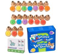 Generisch Lot de tampons alphabet pour - Tampon en bois avec lettres, chiffres - Apprentissage précoce - Jouet éducatif pour la formation de mots, les mathématiques et les formes - Idéal pour