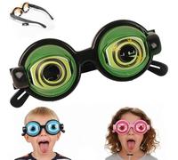 Generisch Lunettes à tirant, lunettes cinétiques avec action clignotante manuelle, lunettes amusantes avec action clignotante manuelle pour les fêtes, costumes, accessoires photo et gags (vert)
