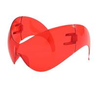 Generisch Lunettes de enveloppantes en ABS - Protection UV400 - Verres anti-éblouissement HD - Pour fêtes, festivals de musique, événements en club, spectacles sur scène, voyages, rouge, voir