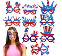 Generisch Lunettes de soleil 4 juillet, lunettes de soleil 4 juillet | Décorations de lunettes rafraîchissantes - 9 paires de costumes pour les défilés de jour de l'indépendance, les barbecues dans la