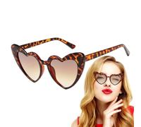 Generisch Lunettes de soleil en forme de cœur - Lunettes de soleil colorées en forme d'amour rétro tendance - Lunettes de fête colorées avec protection UV pour festivals, Motif léopard, Siehe