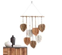 Generisch Macrame Art mural - Tapisserie bohème faite à la main - Feuilles pampilles en coton tissé - Décoration murale bohème - Décoration murale colorée pour salon