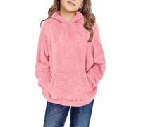 Generisch Mädchen Hoodie Oberteile Casual Kapuzenpullover Einfarbig Pullover Winter Warm Langarm Tops Fleecejacke Freizeit Sweatshirt Für Mädchen Mit Taschen 4 15 Jahre (14-15 Years)