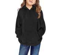 Generisch Mädchen Hoodie Oberteile Casual Kapuzenpullover Einfarbig Pullover Winter Warm Langarm Tops Fleecejacke Freizeit Sweatshirt Für Mädchen Mit Taschen 4 15 Jahre (Black, 4-5 Years)